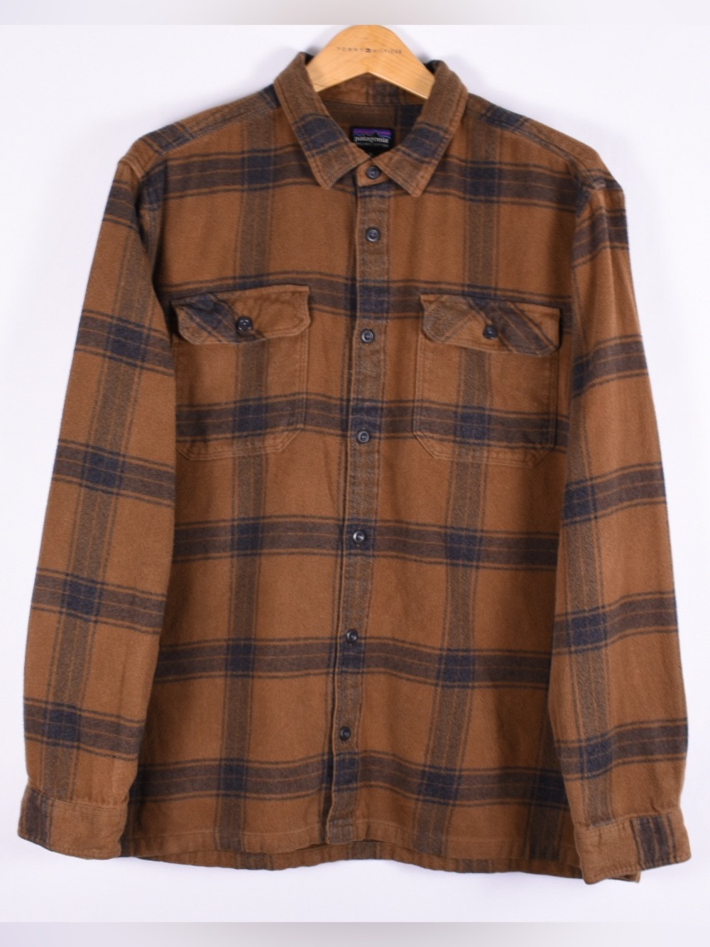Patagonia Organic Cotton Brown Plaid Flannel Shirt XL